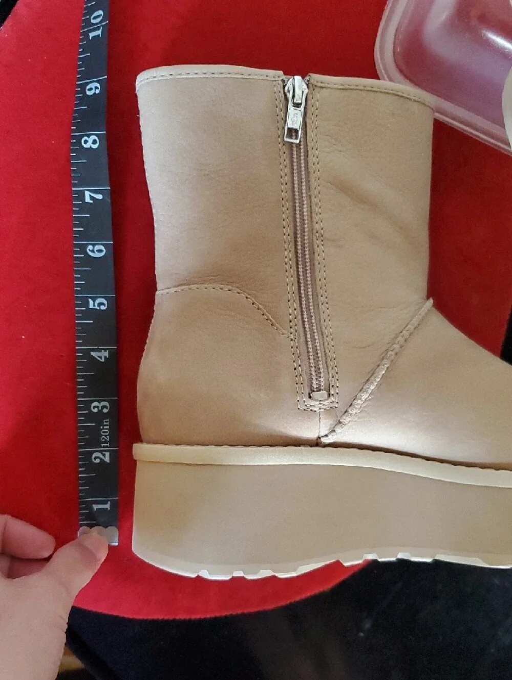 UGG Cityfunc Nubuck Leather Platform Boots In Sand Size 8